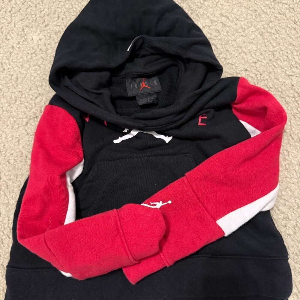 Nike Air Jordan Kids Hoodie - Black/Red/White Jumpman Logo Sweatshirt Size 4 - Picture 5 of 5